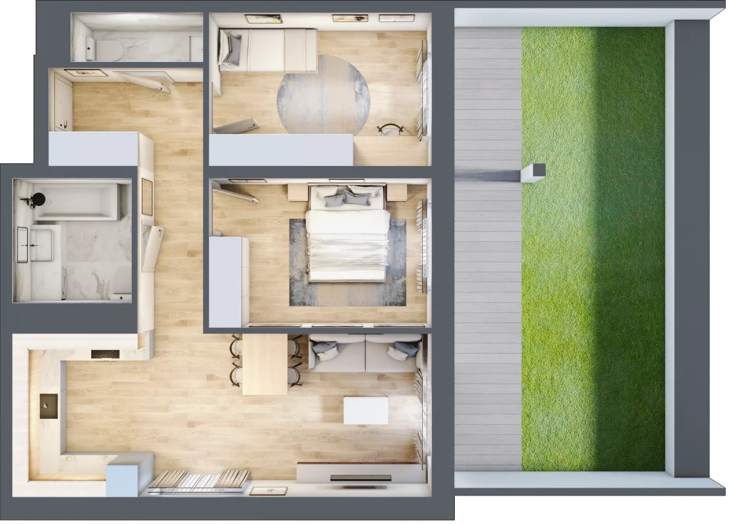 3 pokoje, mieszkanie 65,09 m², parter, oferta nr D/004, Dworzysko Park, Rzeszów, Przybyszówka, ul. Technologiczna