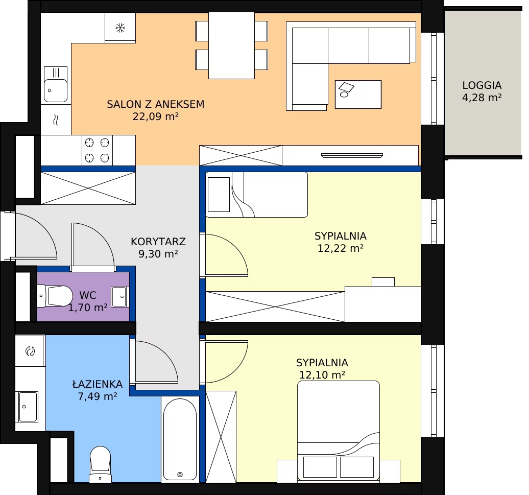 Zalety mieszkania 65.07 m², D/010