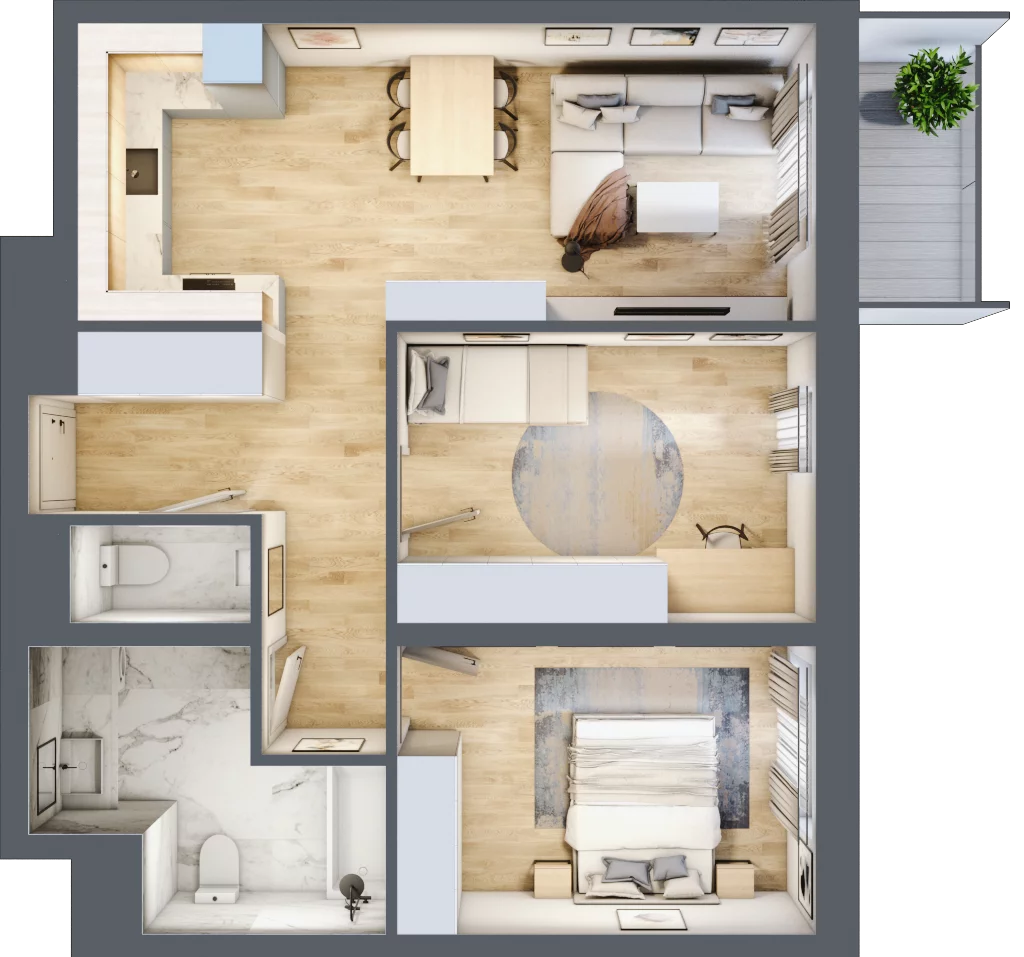3 pokoje, mieszkanie 65,07 m², piętro 1, oferta nr D/010, Dworzysko Park, Rzeszów, Przybyszówka, ul. Technologiczna