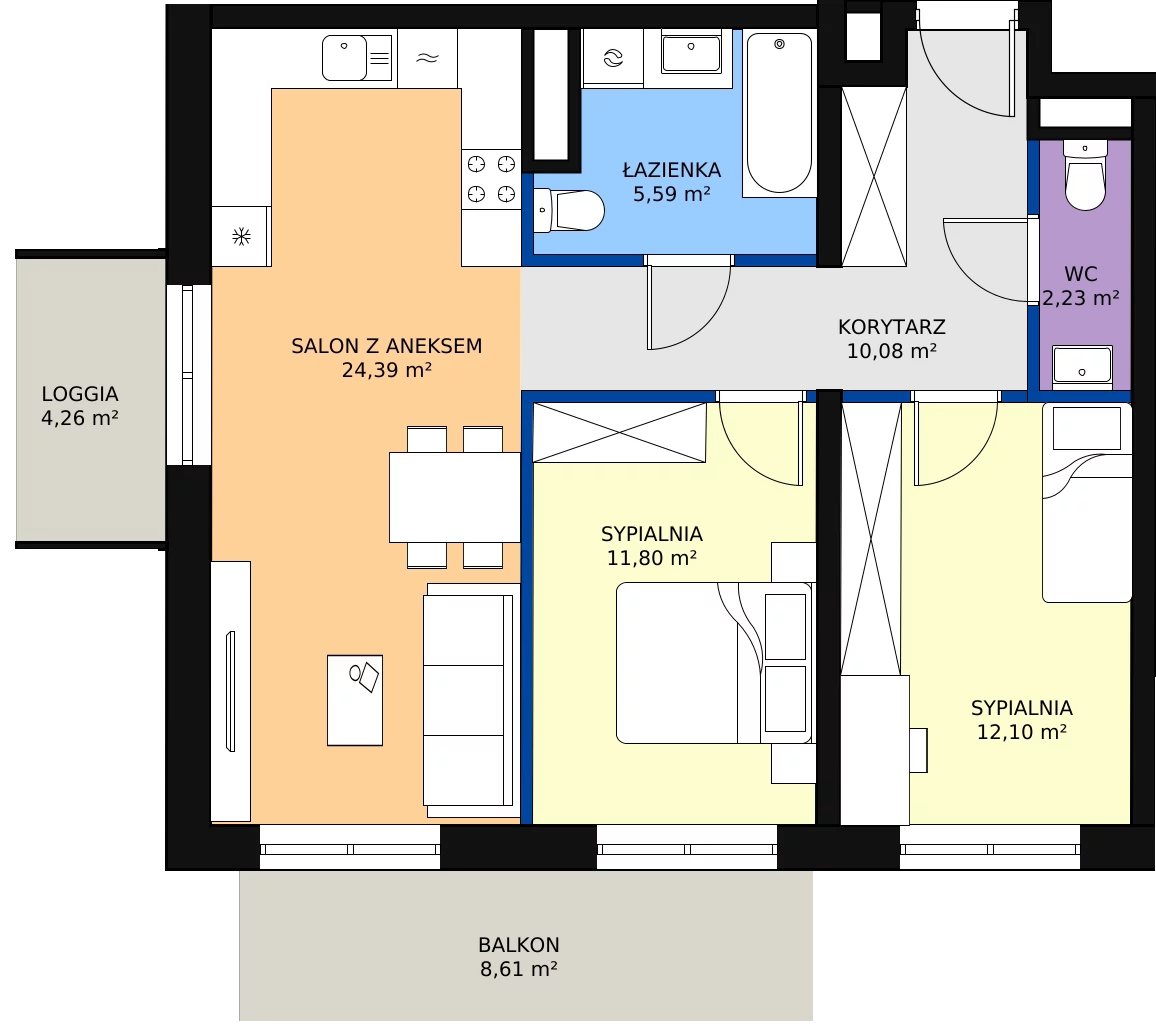 Zalety mieszkania 66.34 m², D/011