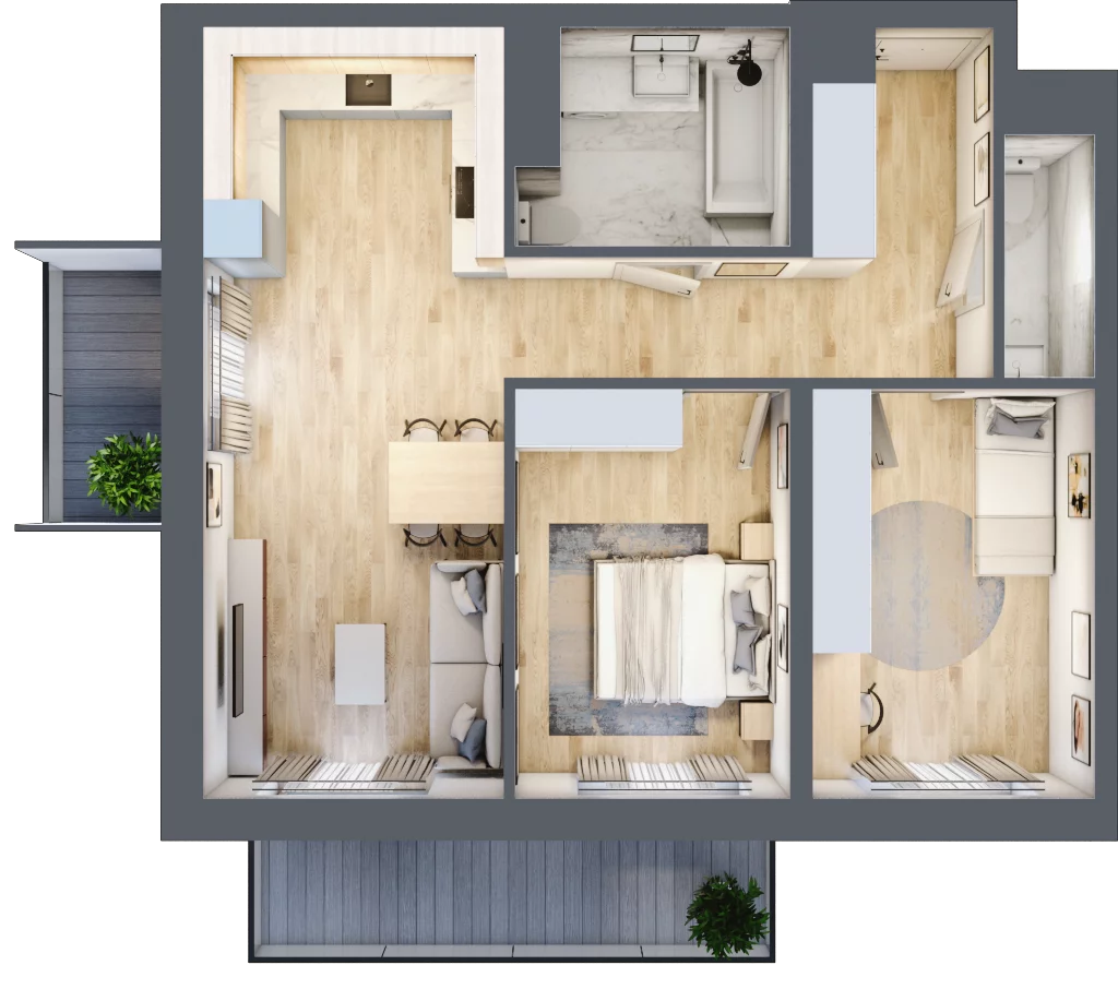 3 pokoje, mieszkanie 66,34 m², piętro 1, oferta nr D/011, Dworzysko Park, Rzeszów, Przybyszówka, ul. Technologiczna