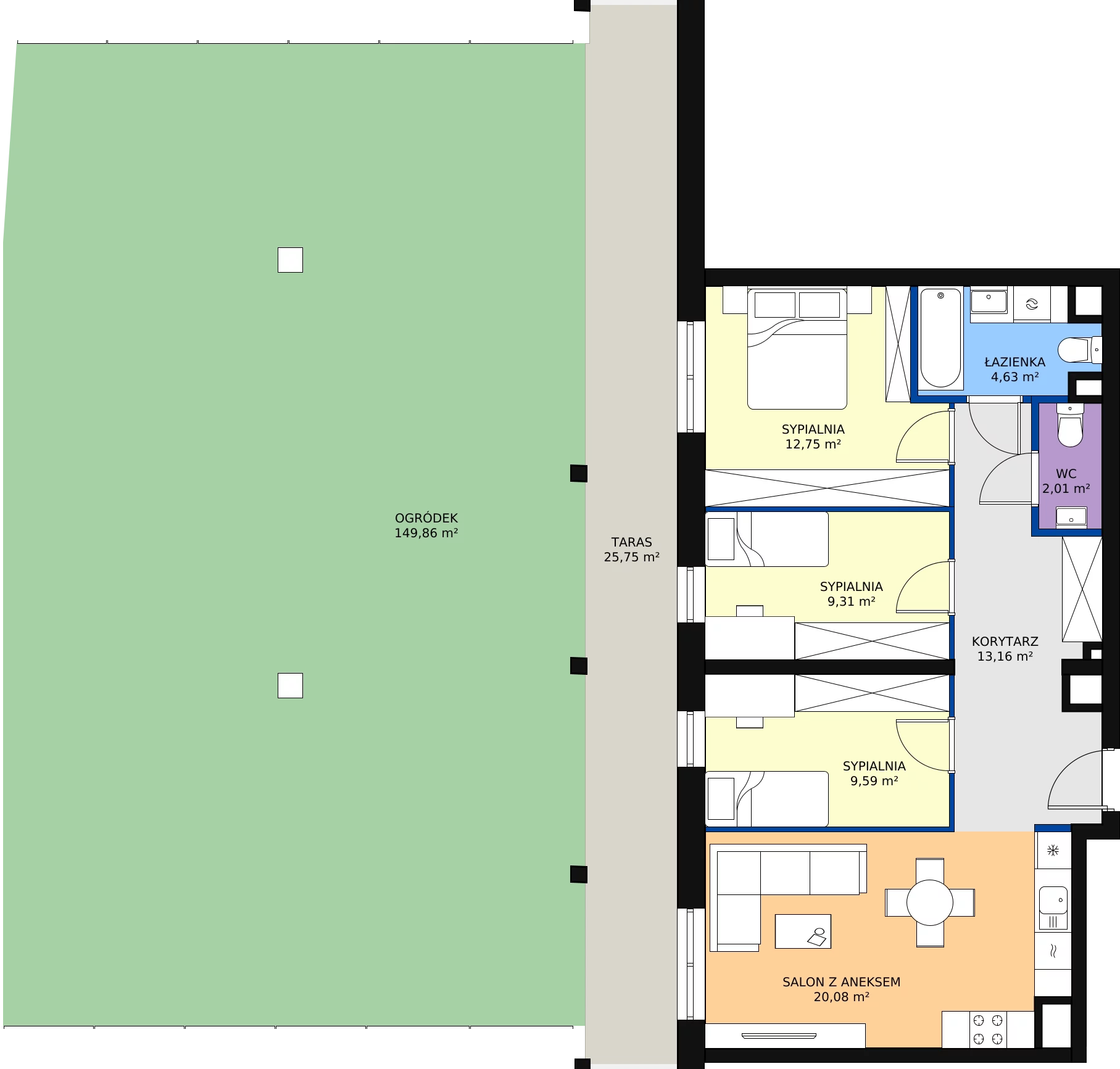 Zalety mieszkania 71.53 m², D/013