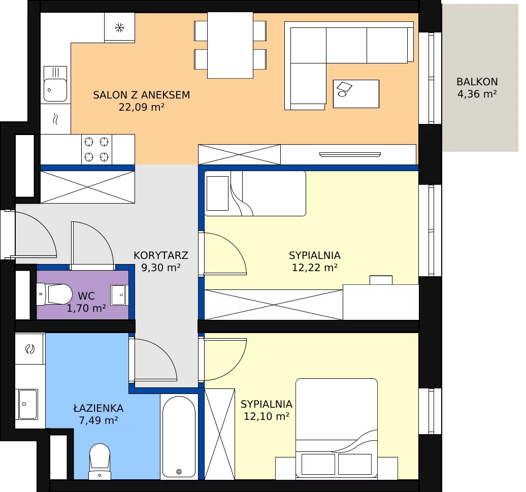 Zalety mieszkania 64.9 m², D/018