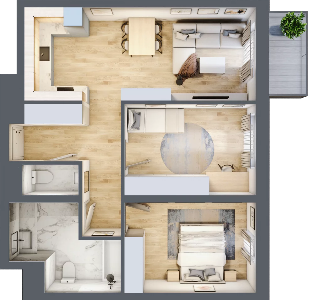 3 pokoje, mieszkanie 64,90 m², piętro 2, oferta nr D/018, Dworzysko Park, Rzeszów, Przybyszówka, ul. Technologiczna