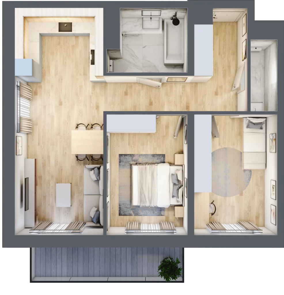 3 pokoje, mieszkanie 66,34 m², piętro 2, oferta nr D/019, Dworzysko Park, Rzeszów, Przybyszówka, ul. Technologiczna