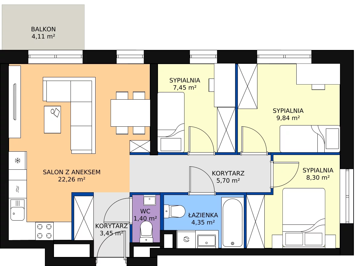 Zalety mieszkania 62.75 m², D/023