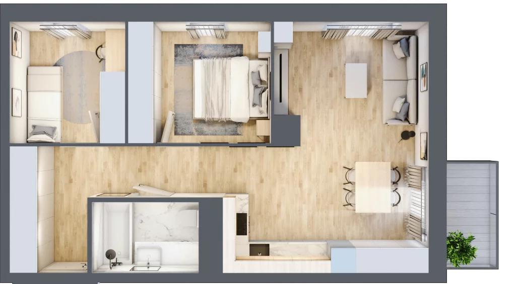 3 pokoje, mieszkanie 56,99 m², piętro 3, oferta nr D/024, Dworzysko Park, Rzeszów, Przybyszówka, ul. Technologiczna
