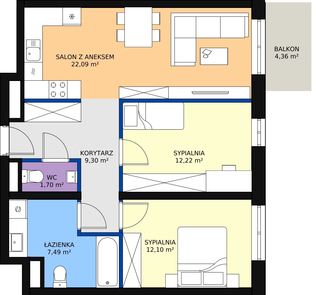 Zalety mieszkania 64.9 m², D/027