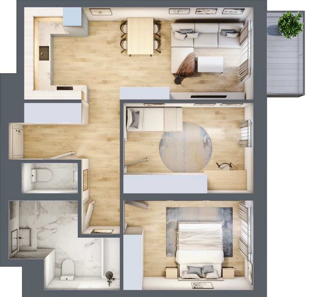 3 pokoje, mieszkanie 64,90 m², piętro 3, oferta nr D/027, Dworzysko Park, Rzeszów, Przybyszówka, ul. Technologiczna