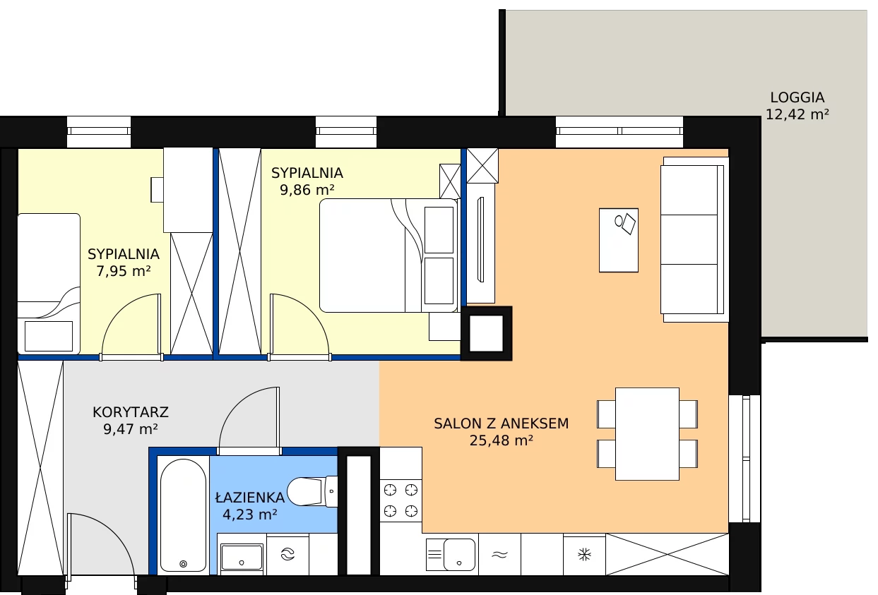 Zalety mieszkania 56.99 m², D/033