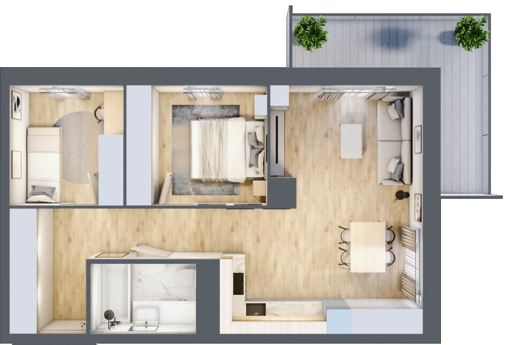 3 pokoje, mieszkanie 56,99 m², piętro 4, oferta nr D/033, Dworzysko Park, Rzeszów, Przybyszówka, ul. Technologiczna