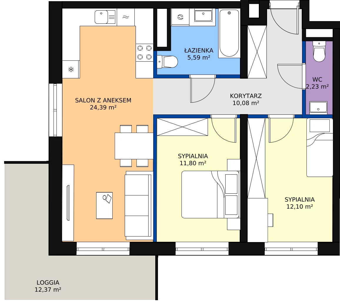 Zalety mieszkania 66.46 m², D/037