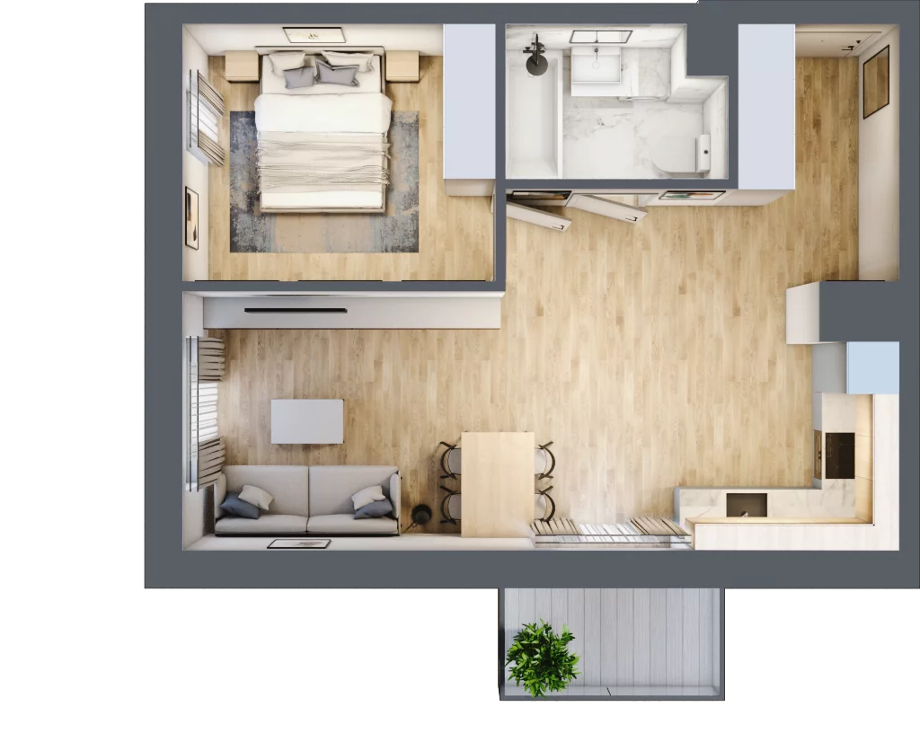 2 pokoje, mieszkanie 47,10 m², piętro 4, oferta nr D/038, Dworzysko Park, Rzeszów, Przybyszówka, ul. Technologiczna