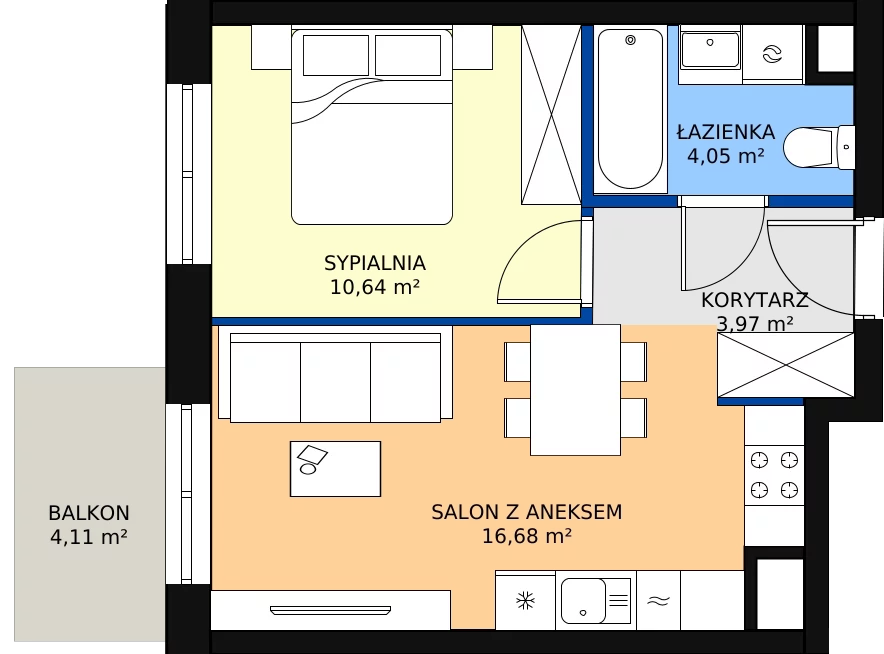 Zalety mieszkania 35.34 m², D/039