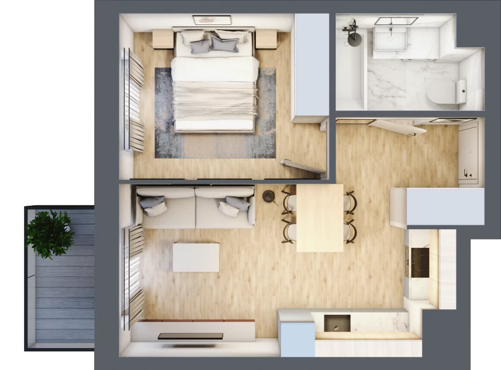 2 pokoje, mieszkanie 35,34 m², piętro 4, oferta nr D/039, Dworzysko Park, Rzeszów, Przybyszówka, ul. Technologiczna