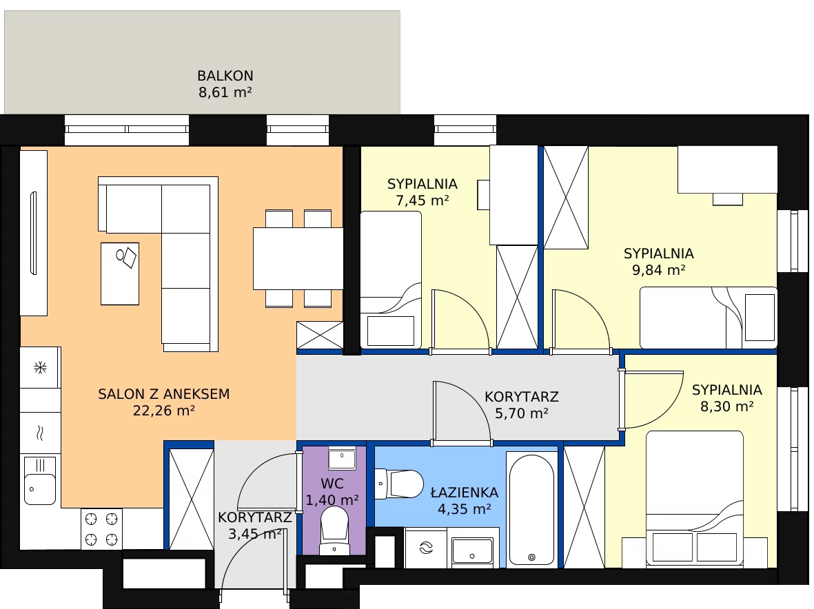 Zalety mieszkania 62.55 m², D/041
