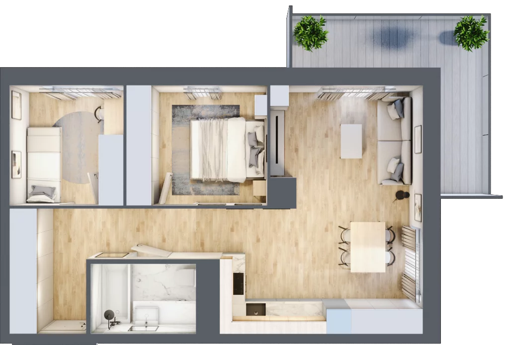 3 pokoje, mieszkanie 56,99 m², piętro 5, oferta nr D/042, Dworzysko Park, Rzeszów, Przybyszówka, ul. Technologiczna