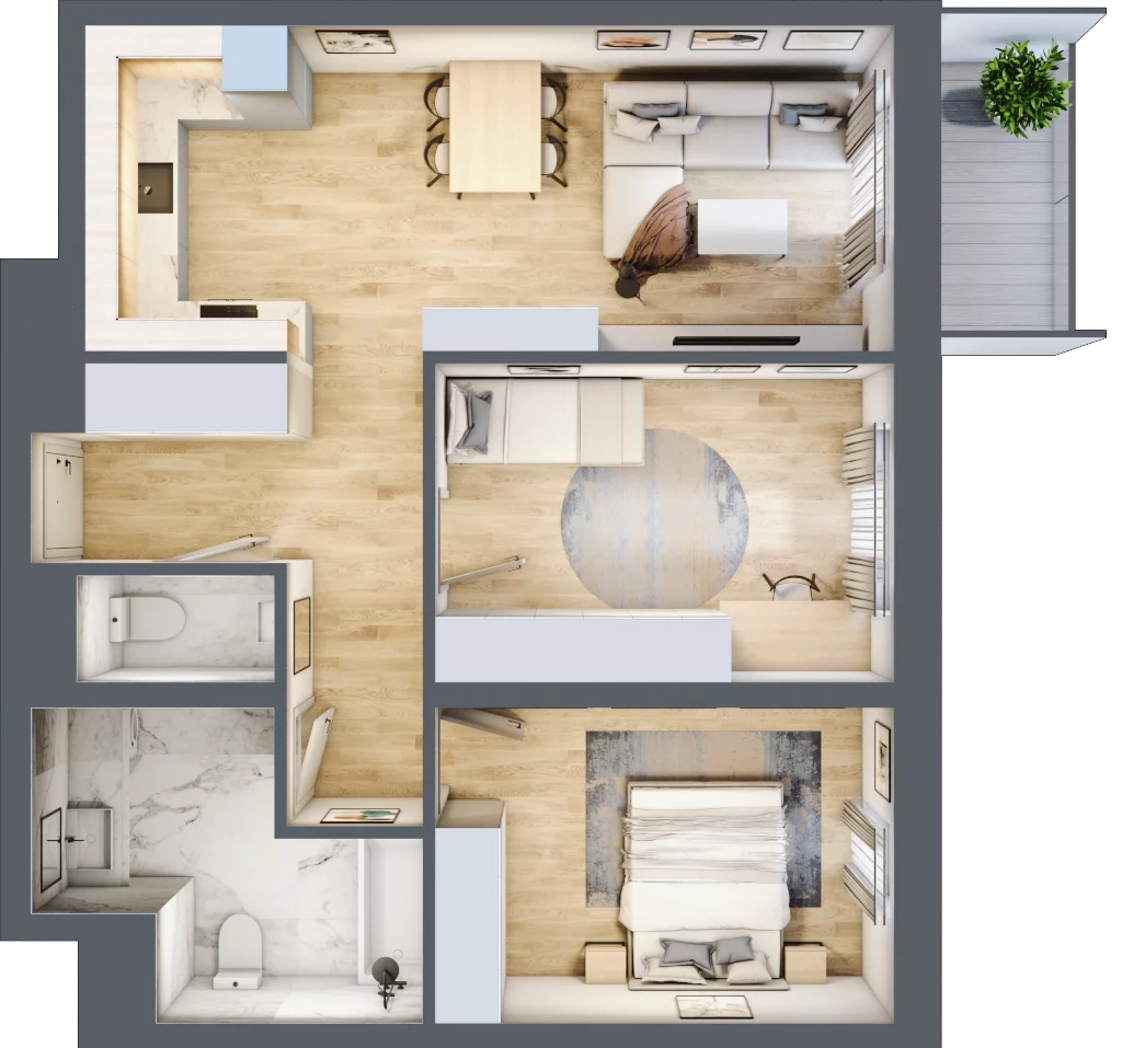 3 pokoje, mieszkanie 65,14 m², piętro 5, oferta nr D/045, Dworzysko Park, Rzeszów, Przybyszówka, ul. Technologiczna
