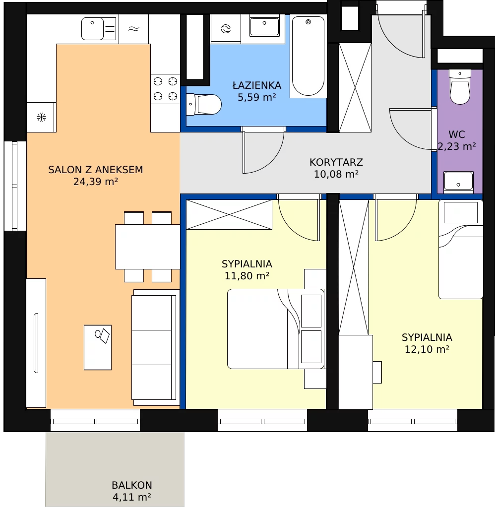 Zalety mieszkania 66.46 m², D/046