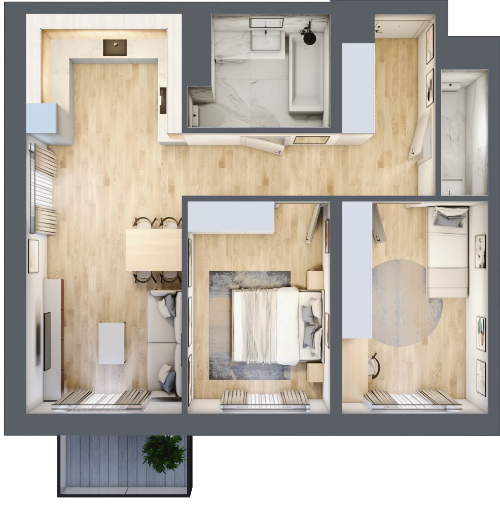 3 pokoje, mieszkanie 66,46 m², piętro 5, oferta nr D/046, Dworzysko Park, Rzeszów, Przybyszówka, ul. Technologiczna