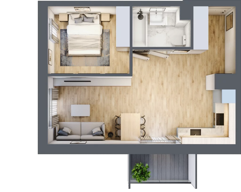 2 pokoje, mieszkanie 47,10 m², piętro 5, oferta nr D/047, Dworzysko Park, Rzeszów, Przybyszówka, ul. Technologiczna