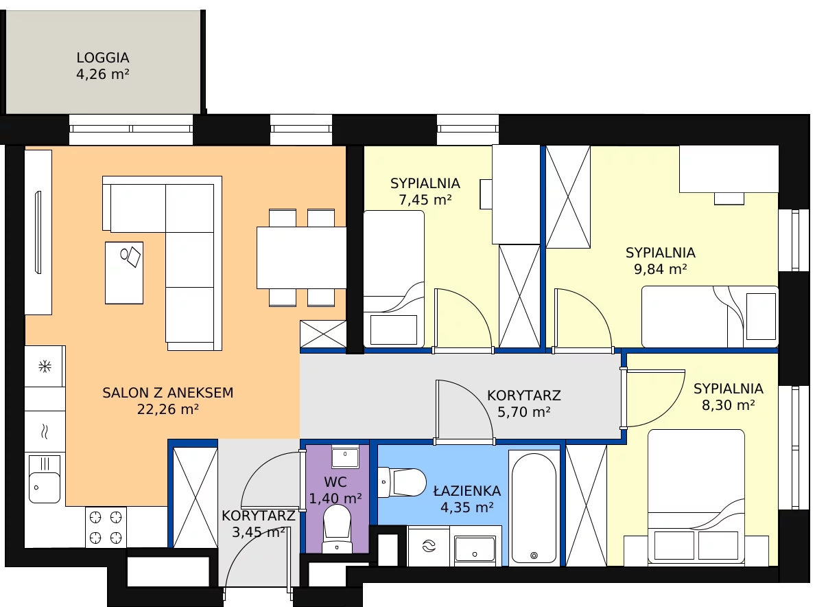 Zalety mieszkania 62.55 m², D/050