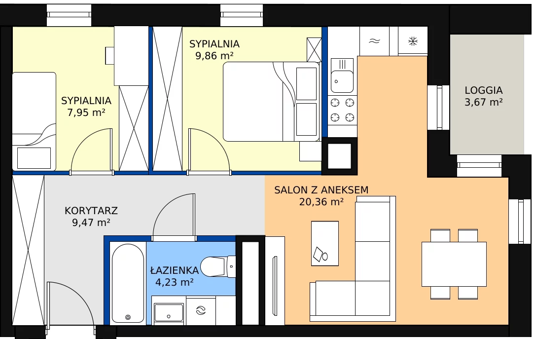Zalety mieszkania 51.87 m², D/051