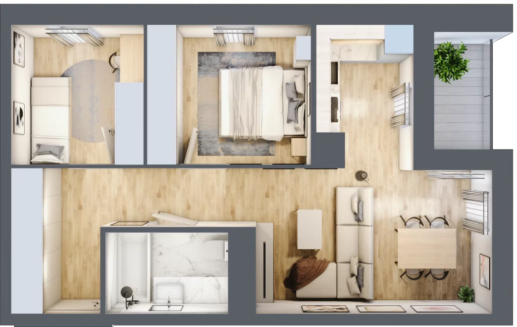 3 pokoje, mieszkanie 51,87 m², piętro 6, oferta nr D/051, Dworzysko Park, Rzeszów, Przybyszówka, ul. Technologiczna
