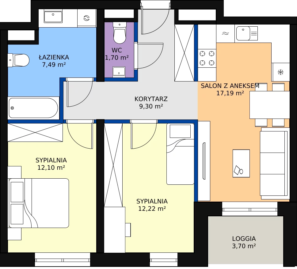 Zalety mieszkania 60.18 m², D/054