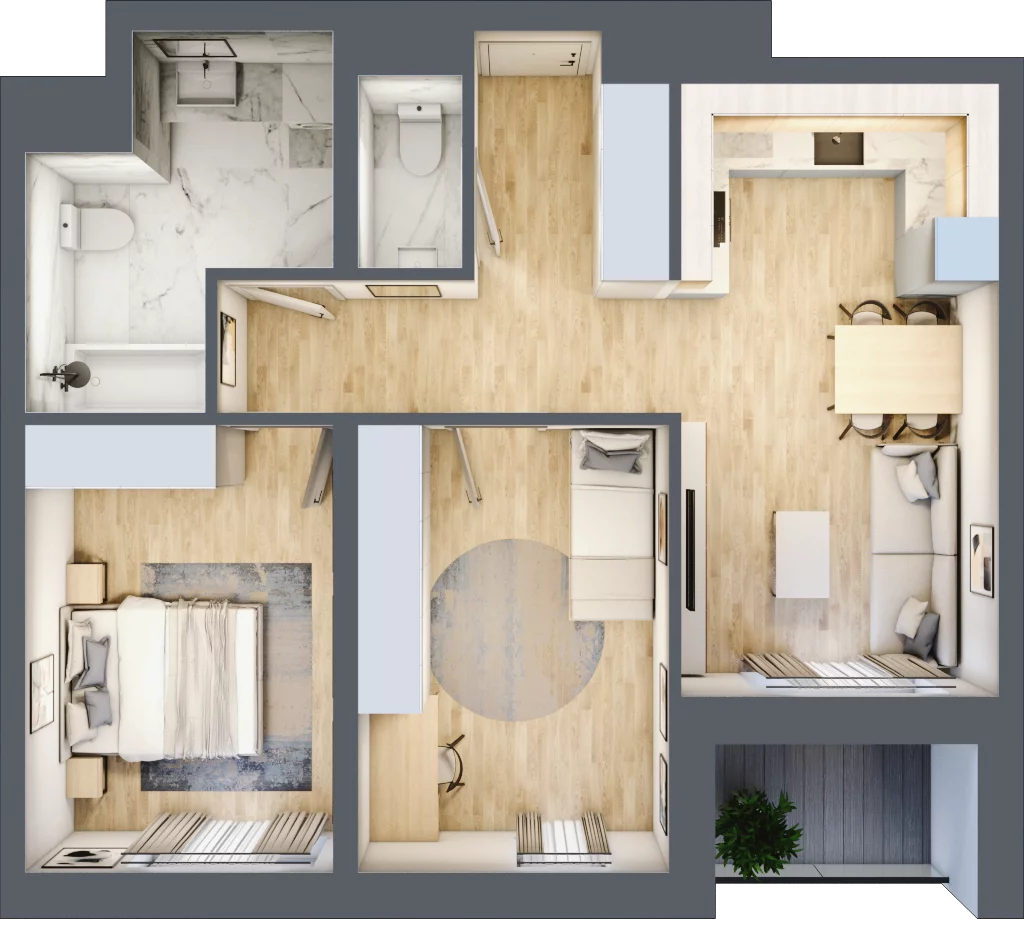 3 pokoje, mieszkanie 60,18 m², piętro 6, oferta nr D/054, Dworzysko Park, Rzeszów, Przybyszówka, ul. Technologiczna