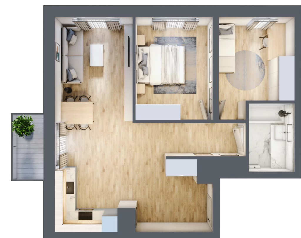 3 pokoje, mieszkanie 63,11 m², piętro 6, oferta nr D/056, Dworzysko Park, Rzeszów, Przybyszówka, ul. Technologiczna