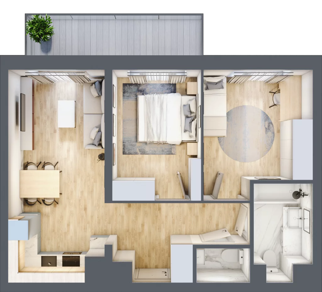 3 pokoje, mieszkanie 54,03 m², piętro 6, oferta nr D/057, Dworzysko Park, Rzeszów, Przybyszówka, ul. Technologiczna
