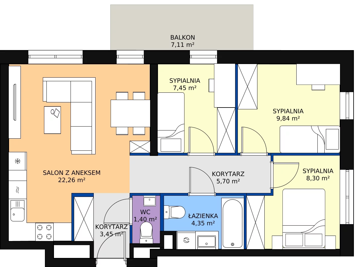 Zalety mieszkania 62.55 m², D/058