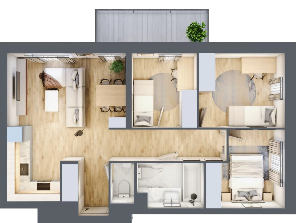 4 pokoje, mieszkanie 62,55 m², piętro 7, oferta nr D/058, Dworzysko Park, Rzeszów, Przybyszówka, ul. Technologiczna