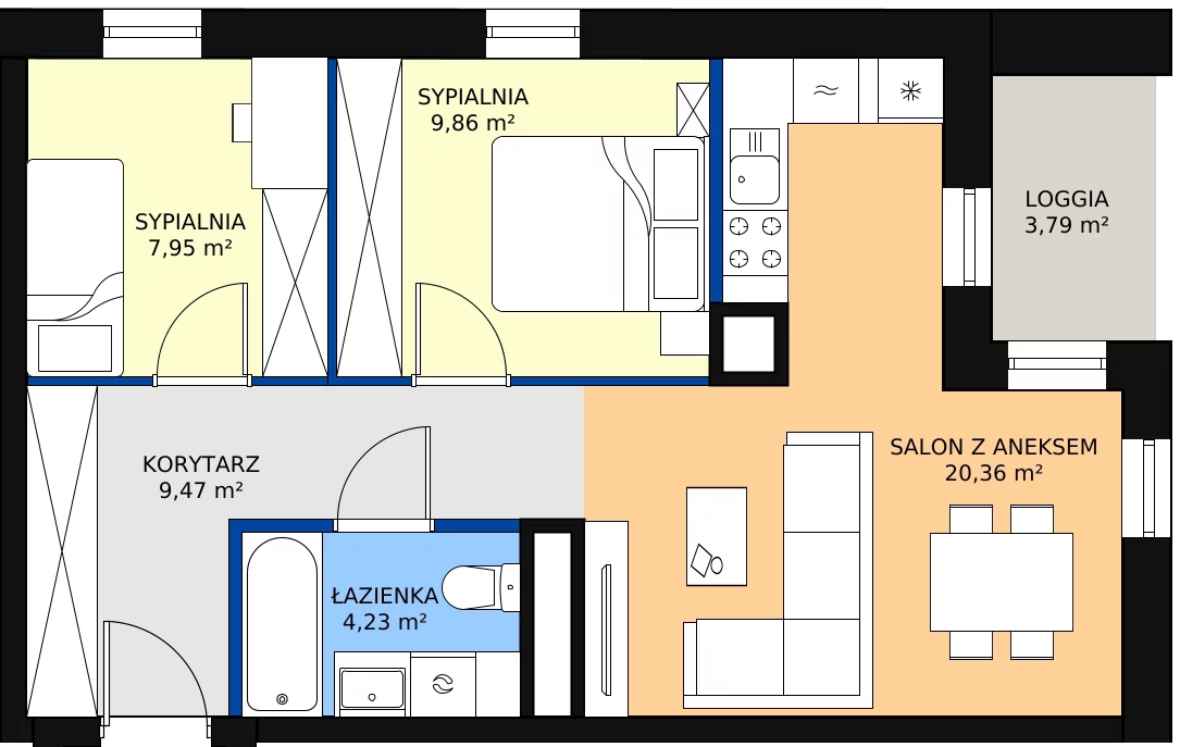 Zalety mieszkania 51.87 m², D/059