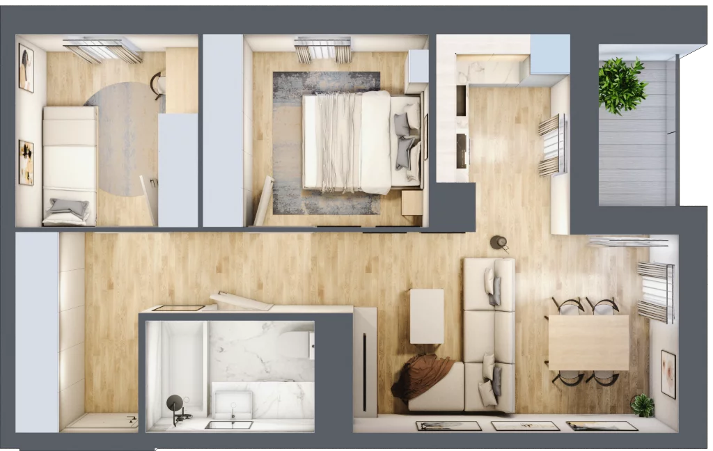3 pokoje, mieszkanie 51,87 m², piętro 7, oferta nr D/059, Dworzysko Park, Rzeszów, Przybyszówka, ul. Technologiczna