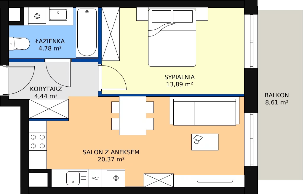 Zalety mieszkania 43.48 m², D/060