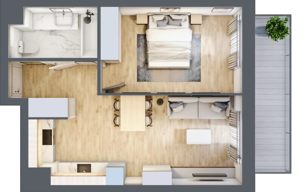2 pokoje, mieszkanie 43,48 m², piętro 7, oferta nr D/060, Dworzysko Park, Rzeszów, Przybyszówka, ul. Technologiczna