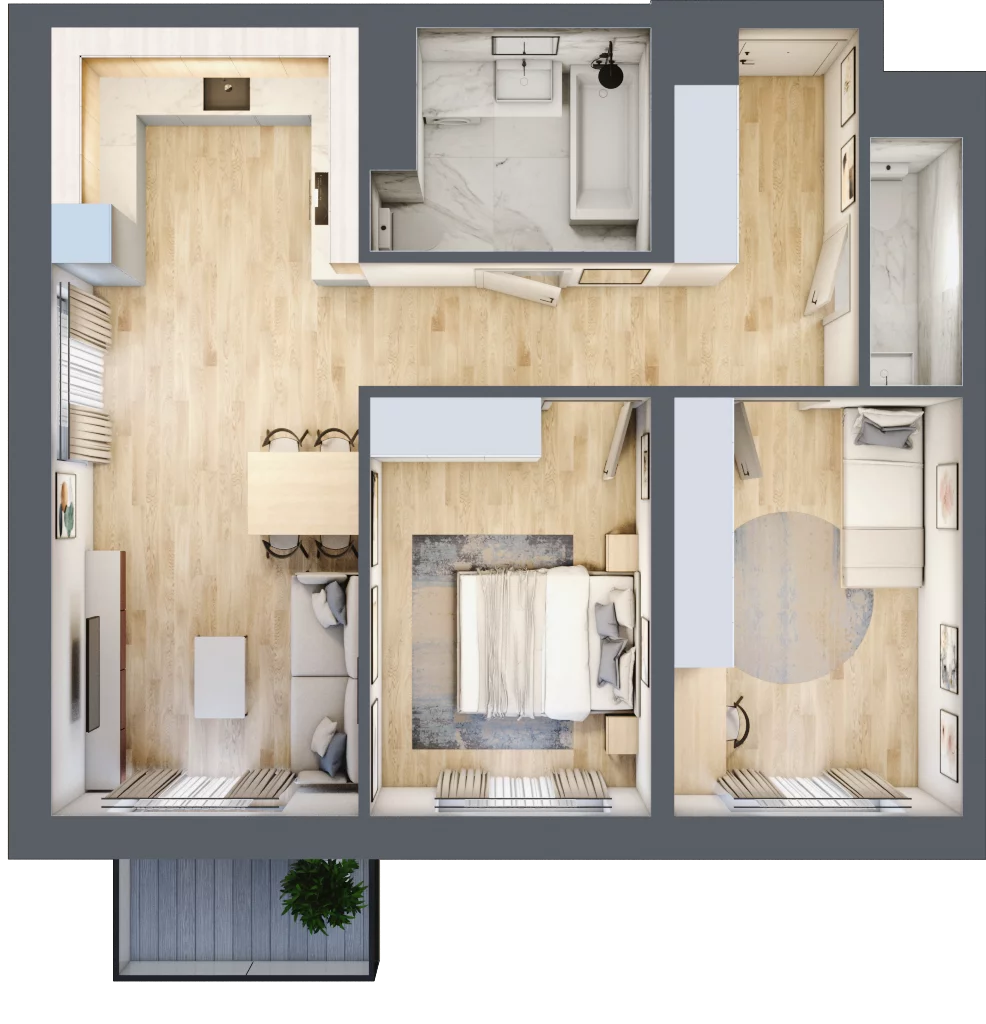 3 pokoje, mieszkanie 66,46 m², piętro 7, oferta nr D/063, Dworzysko Park, Rzeszów, Przybyszówka, ul. Technologiczna