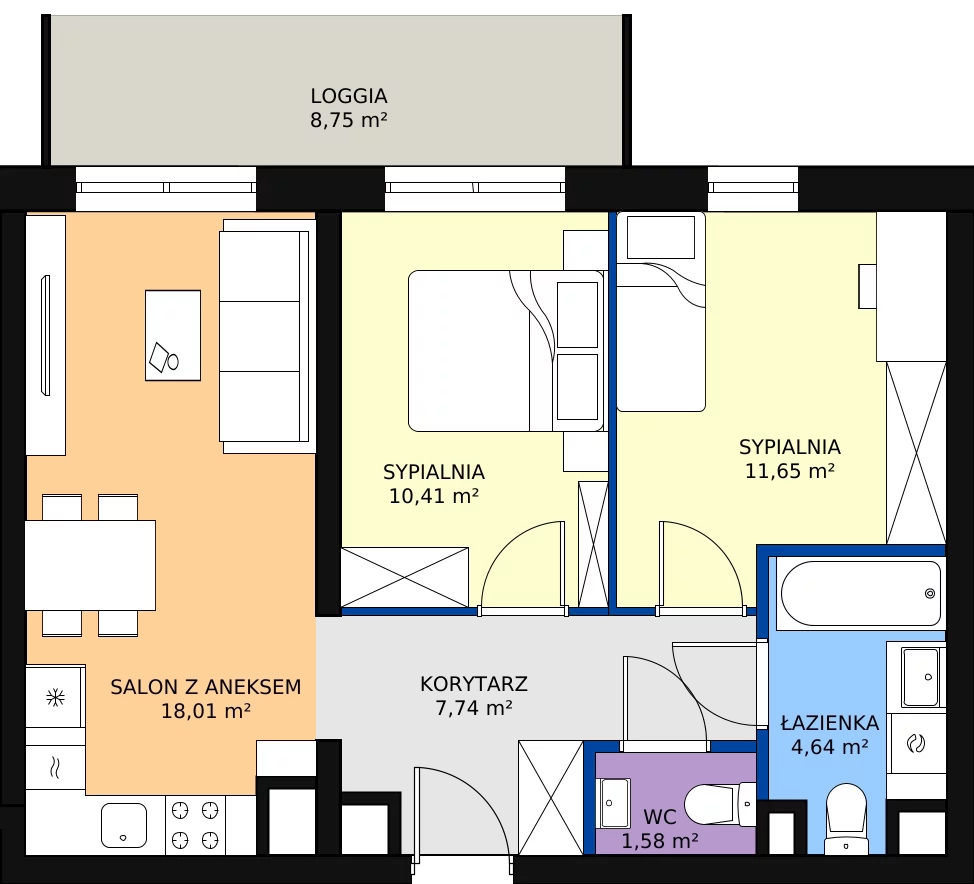 Zalety mieszkania 54.03 m², D/065