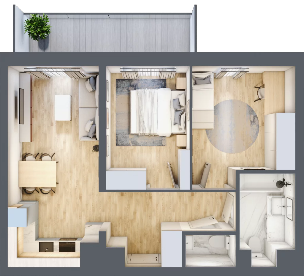3 pokoje, mieszkanie 54,03 m², piętro 7, oferta nr D/065, Dworzysko Park, Rzeszów, Przybyszówka, ul. Technologiczna