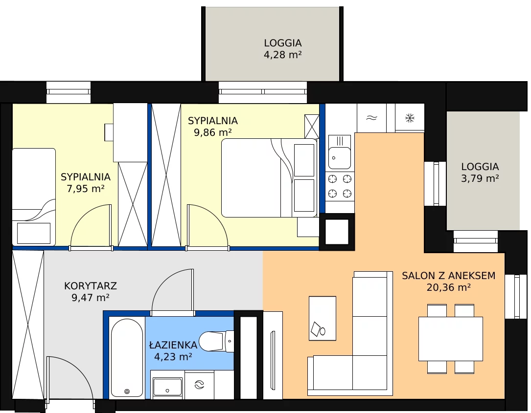 Zalety mieszkania 51.87 m², D/067