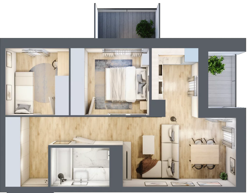 3 pokoje, mieszkanie 51,87 m², piętro 8, oferta nr D/067, Dworzysko Park, Rzeszów, Przybyszówka, ul. Technologiczna