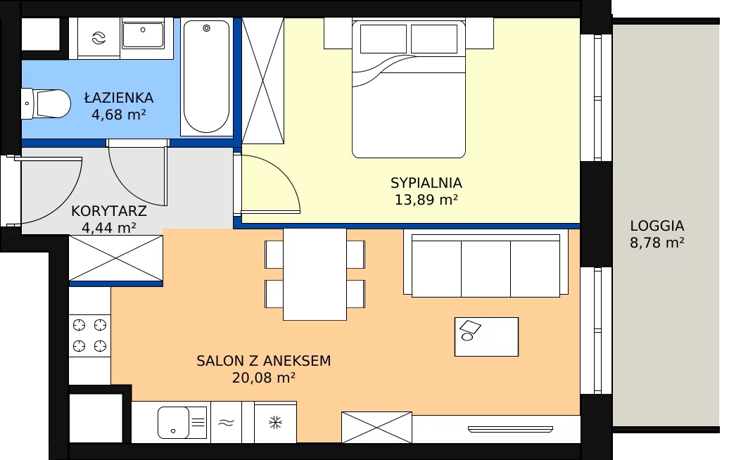 Zalety mieszkania 43.09 m², D/068