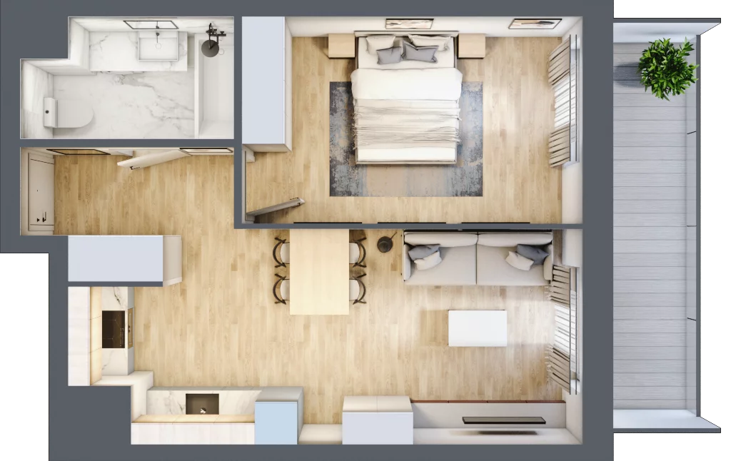 2 pokoje, mieszkanie 43,09 m², piętro 8, oferta nr D/068, Dworzysko Park, Rzeszów, Przybyszówka, ul. Technologiczna