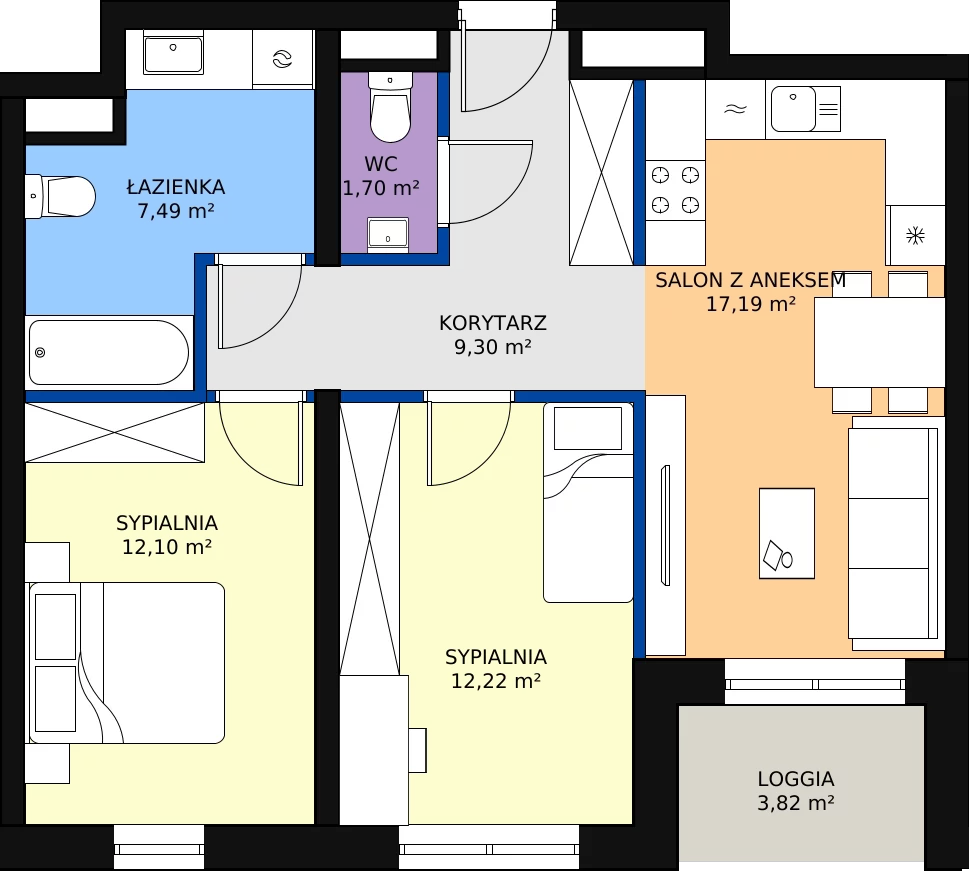 Zalety mieszkania 60.18 m², D/070
