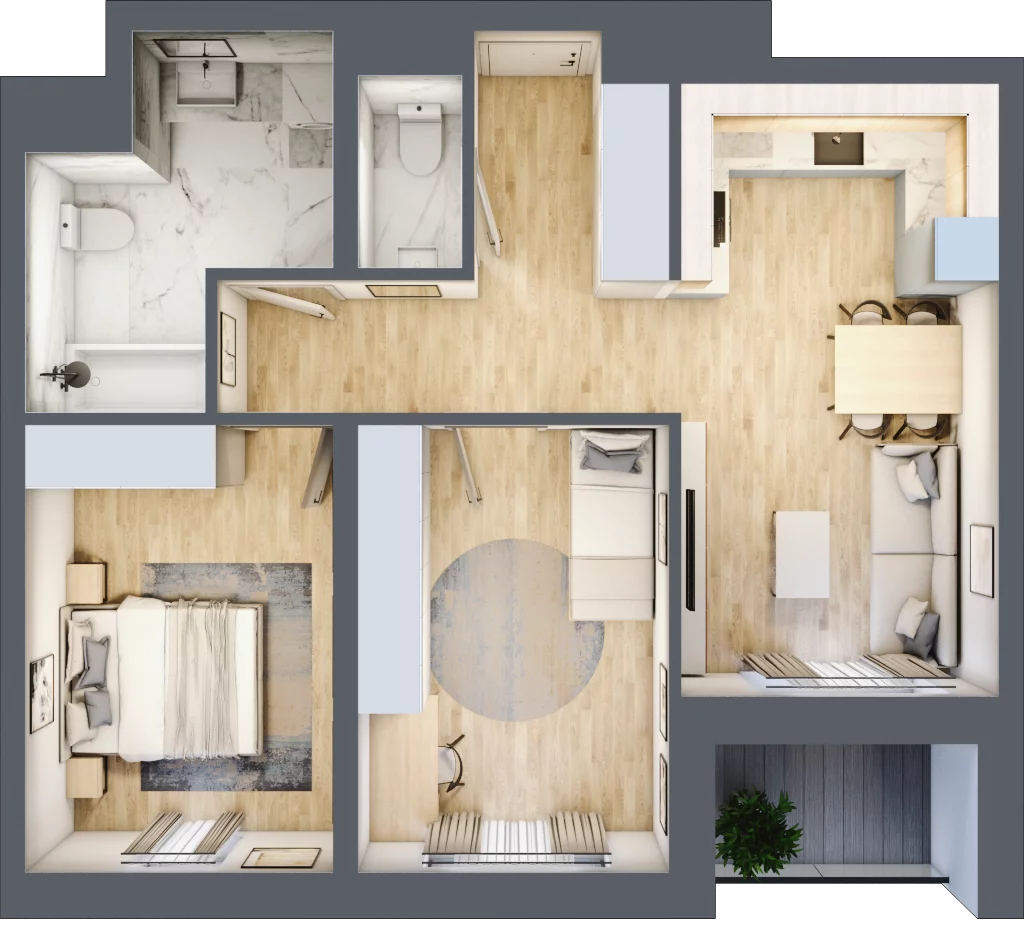 3 pokoje, mieszkanie 60,18 m², piętro 8, oferta nr D/070, Dworzysko Park, Rzeszów, Przybyszówka, ul. Technologiczna