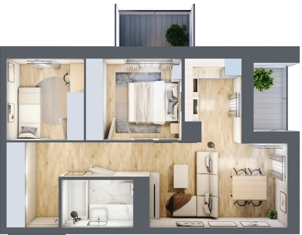 3 pokoje, mieszkanie 51,87 m², piętro 9, oferta nr D/075, Dworzysko Park, Rzeszów, Przybyszówka, ul. Technologiczna