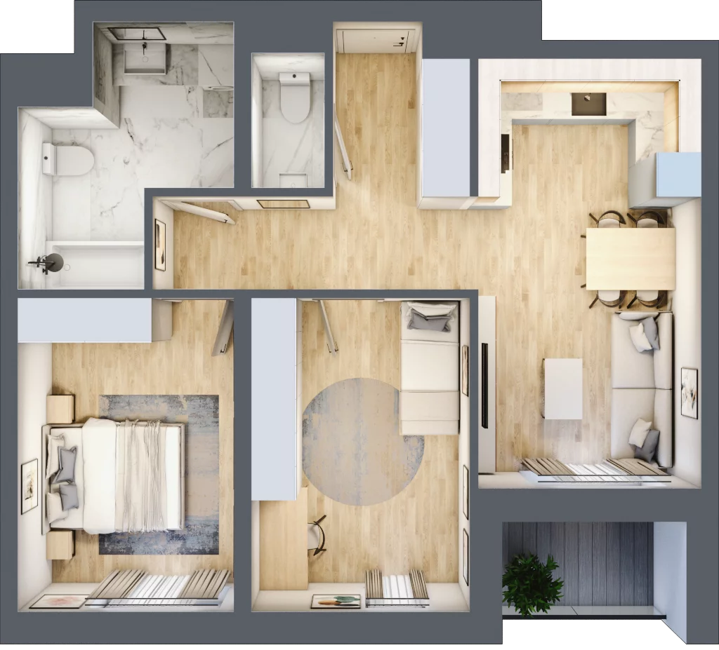 3 pokoje, mieszkanie 60,18 m², piętro 9, oferta nr D/078, Dworzysko Park, Rzeszów, Przybyszówka, ul. Technologiczna