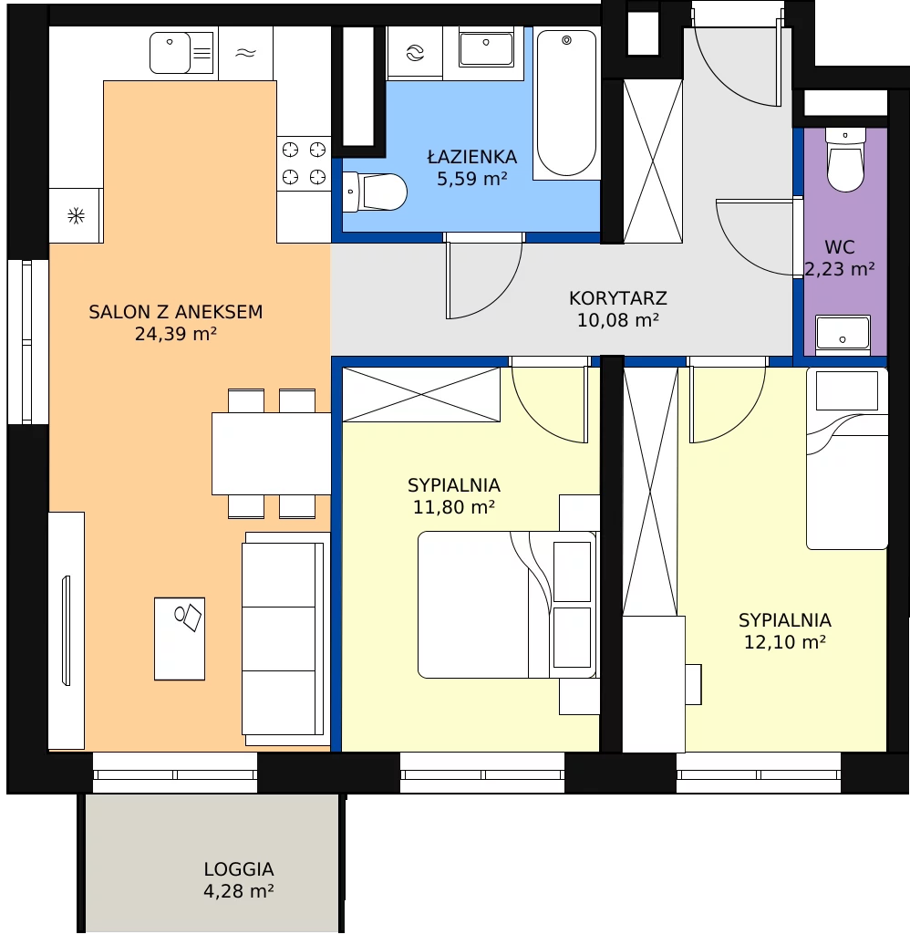 Zalety mieszkania 66.46 m², D/079